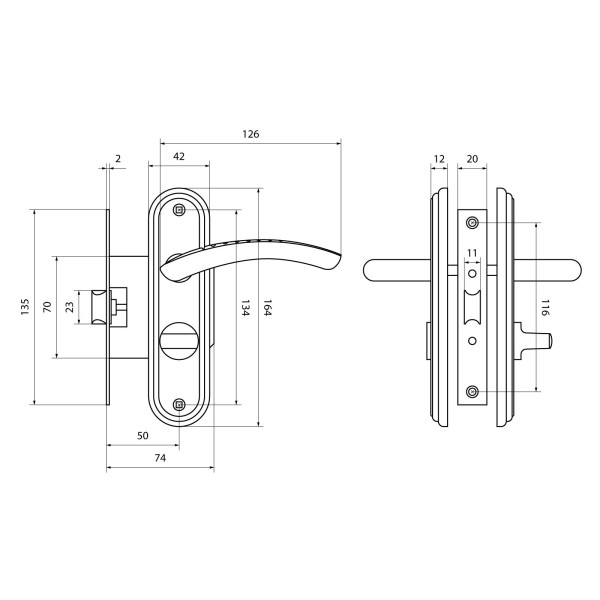БУЛАТ ЗЩ1-Д01.04 (П) АЛЬФА хром ПРАВАЯ НАРУЖНЯЯ/ЛЕВАЯ ВНУТР с фиксацией Защелка (12)