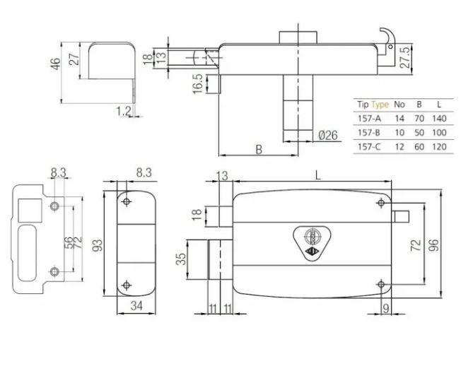 KALE 157/A 3кл Замок накладной (20)