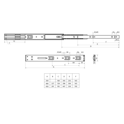 StahlBuro направляющие шариковые с доводчиком (2 шт.) 35-350 /14"/ черный (20)