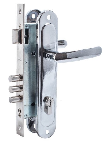 Д-град Зенит ЗВ4-85.3-02 хром м/о 85 мм Замок врезной с/руч (10)