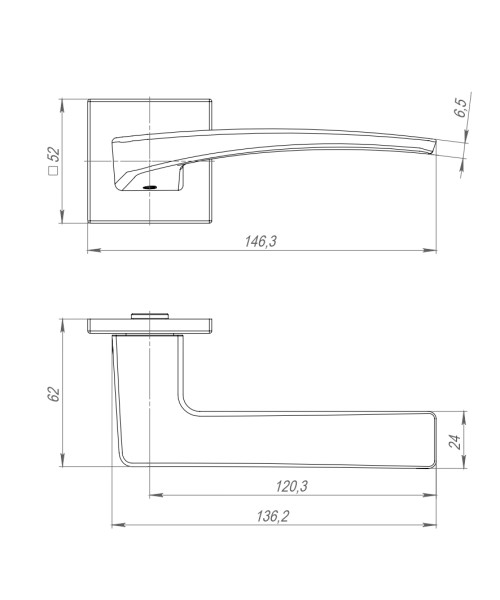 Ручка раздельная K.ARC.Q52.LOTUS BL-24 черный