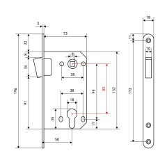 АЛЛЮР АРТ 5300-MU BL матовый черный без ц/м МАГНИТНЫЙ Замок врезной (40)