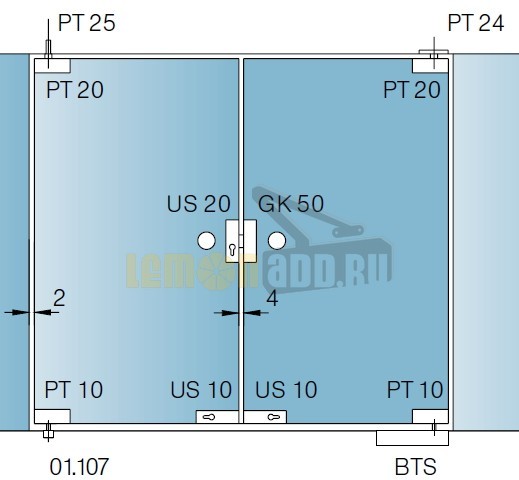dormakaba Universal EASY PT 24 верхняя ось