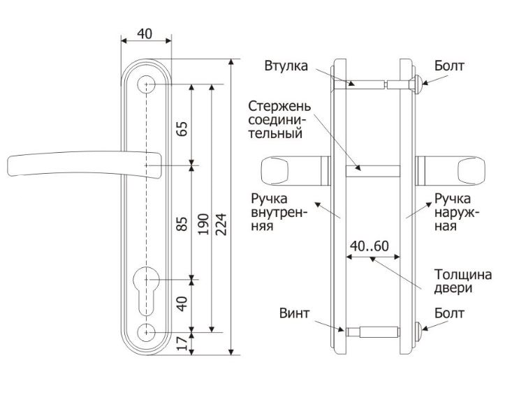 Гардиан 4132 Соната черный муар к замку Гардиан 1211,3211 Комплект ручек (15)