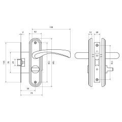 БУЛАТ ЗЩ1-Д03.01 (П) НОМОС бронза ПРАВАЯ НАРУЖНЯЯ/ЛЕВАЯ ВНУТР с фиксацией Защелка (12)