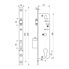 БУЛАТ ЗВ 5-1.40.00.16.08 нерж. сталь 40мм рол.зщ с/о, под ц/м Замок врезной б/руч (30)