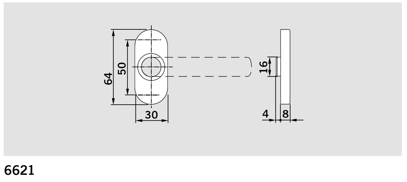 1/2 комплекта ручек dormakaba PURE 8906 / 6621 / 6679, 38–56 мм, 8 мм, нержавеющая сталь