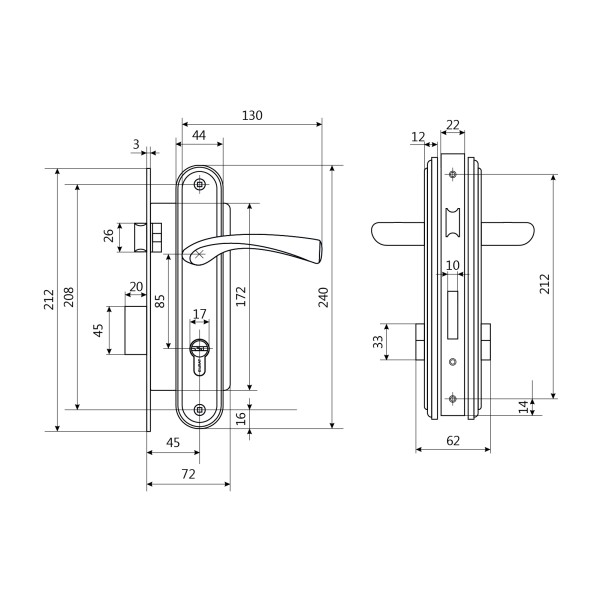 БУЛАТ ЗВ4-1.03.01 НОМОС бронза 5 перф.кл. Замок врезной с/руч (12) (6)