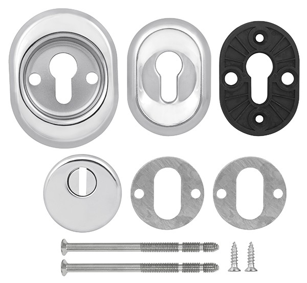 Броненакладка DEF.CRE/OV-set.9726 (DEF 9726) M6x90 врезная с чашкой CP-8 хром