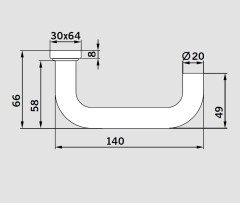 1/2 комплекта ручек dormakaba PURE 8100 / 6621 / 6679, 38–56 мм, 8 мм, нержавеющая сталь
