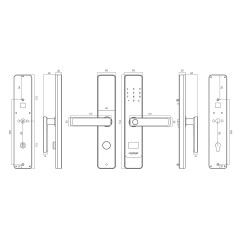 Замок врезной электронный к с ручкой Hogo P02 полуавтомат с отпечатком пальца, черный