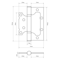 СТАНДАРТ 100х63х2мм 2BB SN никель Петля накладная без врезки 1 шт. (100,20)