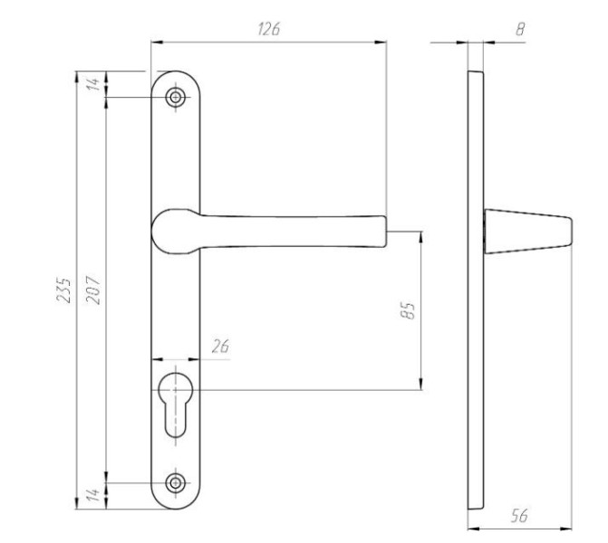 ЛДМ АГН-85.25.67-75 RAL9016 бел. с пружин.  м/о 85 "под пальчики" Комплект ручек (12,3!!!)