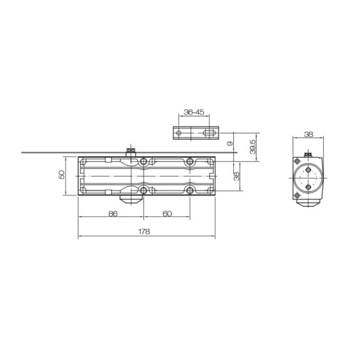 БУЛАТ Доводчик дверной PROFI ДД 802/3 A-B (40-90 кг) черный, морозостойкий(10)