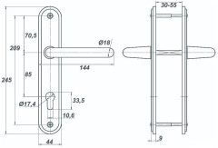Балашиха НР 0702 для замков ЗВ4 703 /ЗВ4 713 черный Комплект ручек (10)