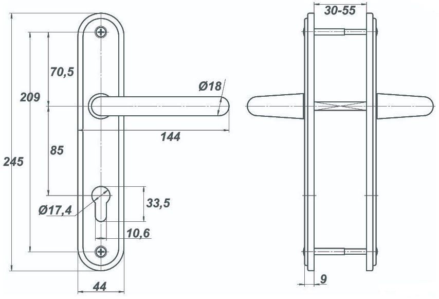 Балашиха НР 0702 для замков ЗВ4 703 /ЗВ4 713 черный Комплект ручек (10)