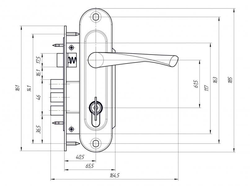 Д-град Зенит ЗВ7-60-01 серебро Замок врезной с/руч (15)